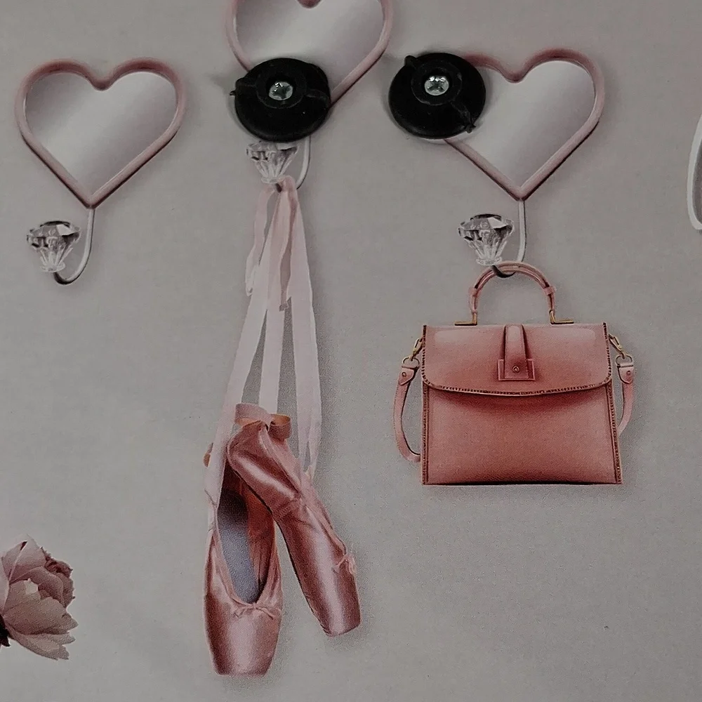 MIRROR HEART Pink Cristal Hook Set